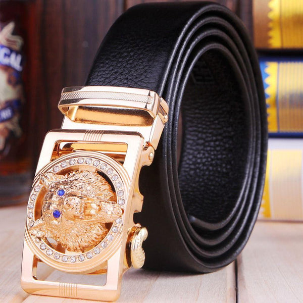 Gold jaguar belts for men belt high quality top grain 100% genuine leather